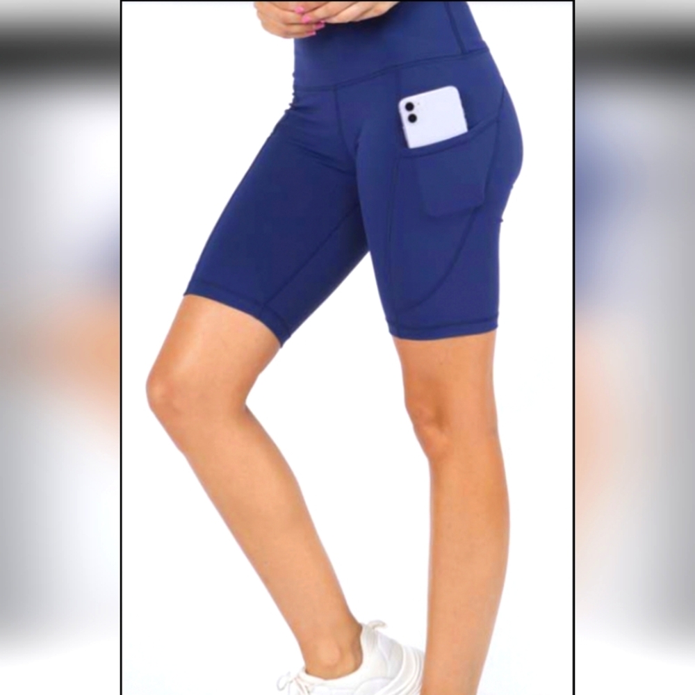 Yelete NWT Pocket Biker Shorts Navy Blue Small